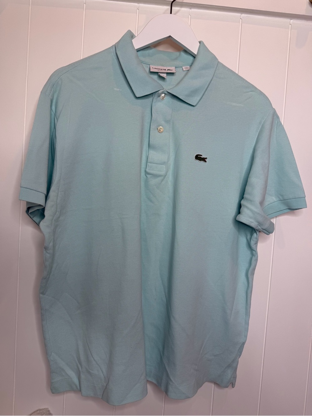 Lacoste Men's Pastel Aqua Short Sleeve Polo